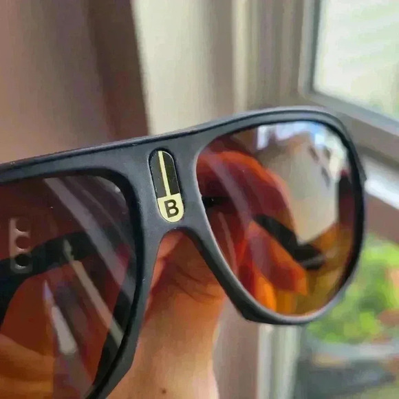 VINTAGE BLUES BROWN/ORANGE PILOT SUNGLASSES BLACK FRAME PLASTIC - Picture 6 of 9